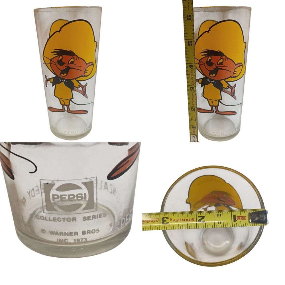 MINT CONDITION Speedy Gonzales 16 oz. Glass PEPSI 1973 Warner Bros Looney Tunes